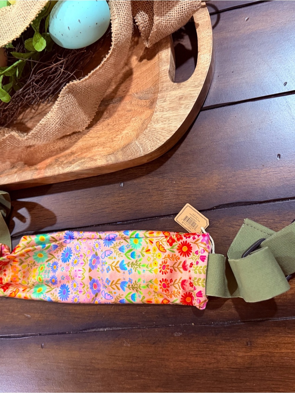 Cat & Jack Floral Kids Waist Pack - Pink & Olive Strap